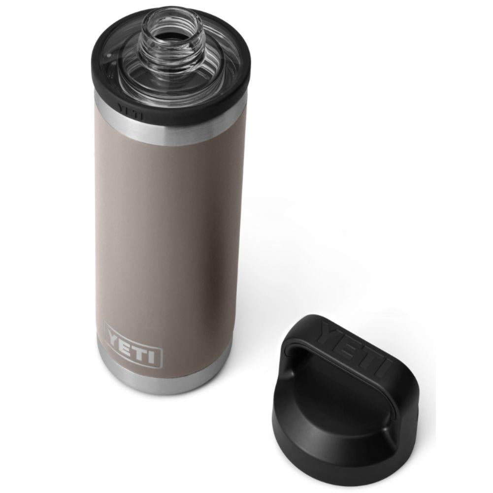 Yeti Rambler 18 OZ Bottle With Chug Cap (Sharktail Taupe) lid off