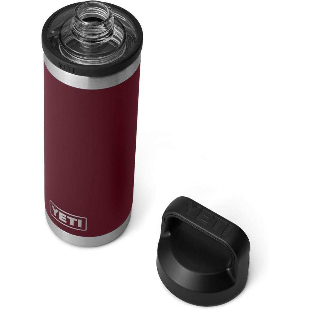 Yeti Rambler 18 OZ Bottle With Chug Cap (Harvest Red) lid off