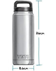 Yeti Rambler 26 OZ Bottle With Chug Cap (Charcoal) measurements
