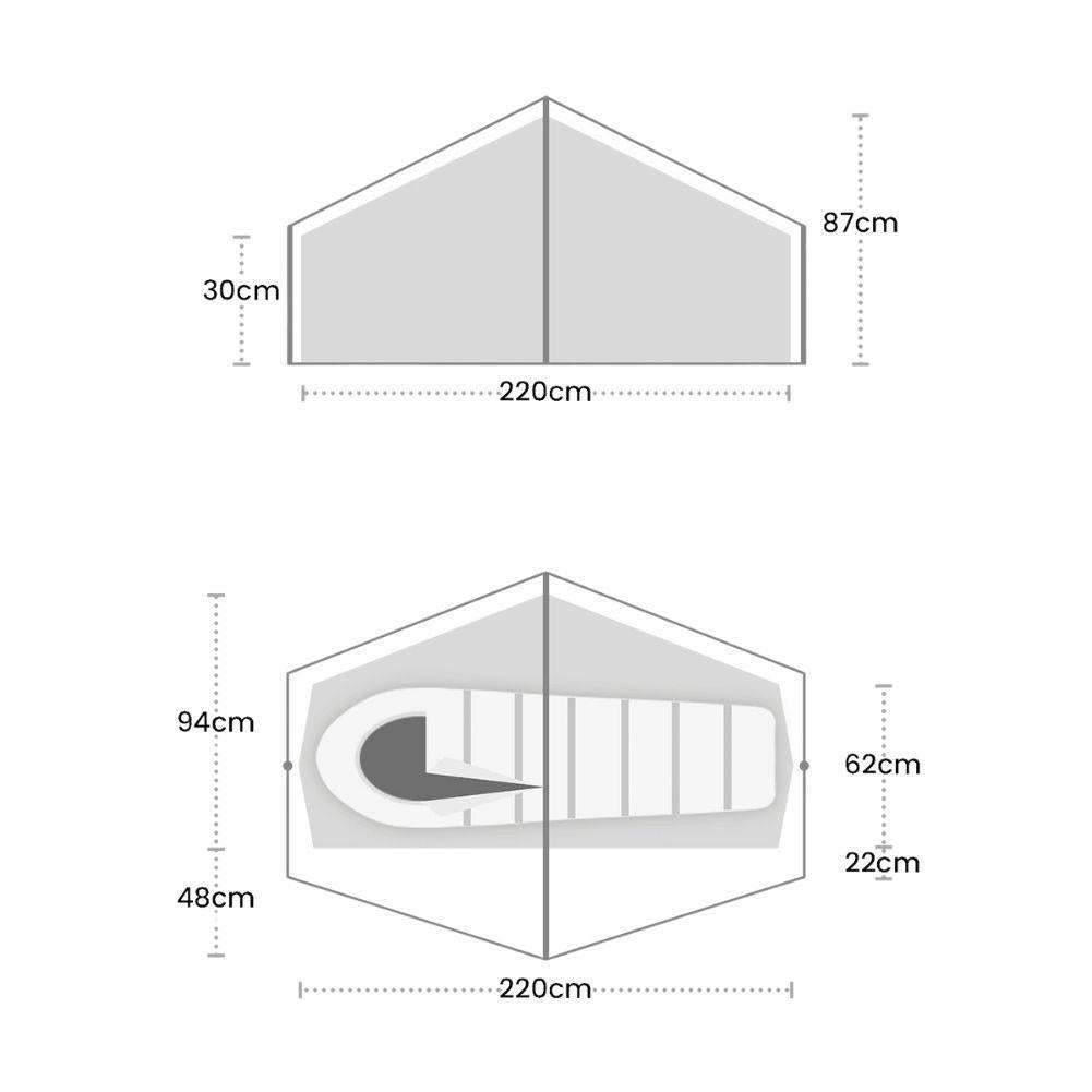 Terra Nova Laser Compact 1 Tent + Footprint Package measurements