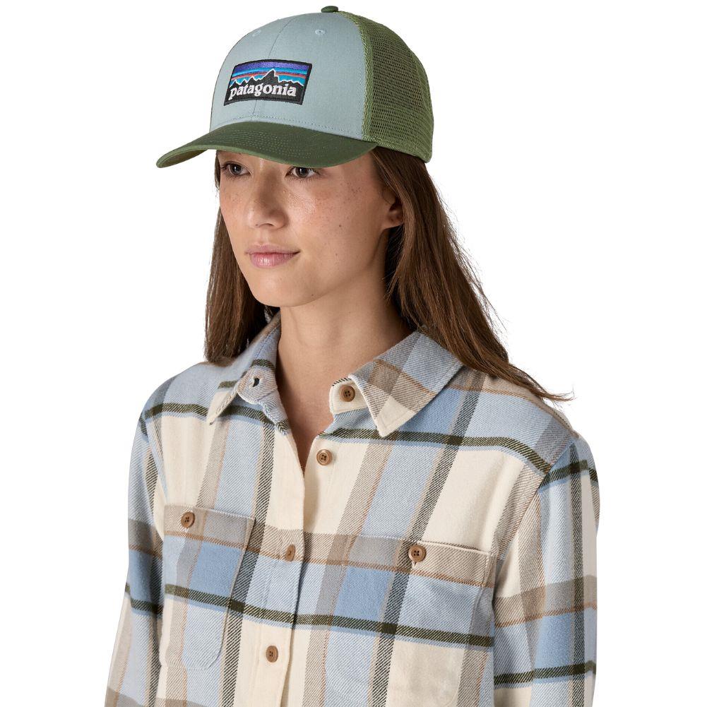 Patagonia P-6 Logo LoPro Trucker Hat (Thermal Blue) model angle