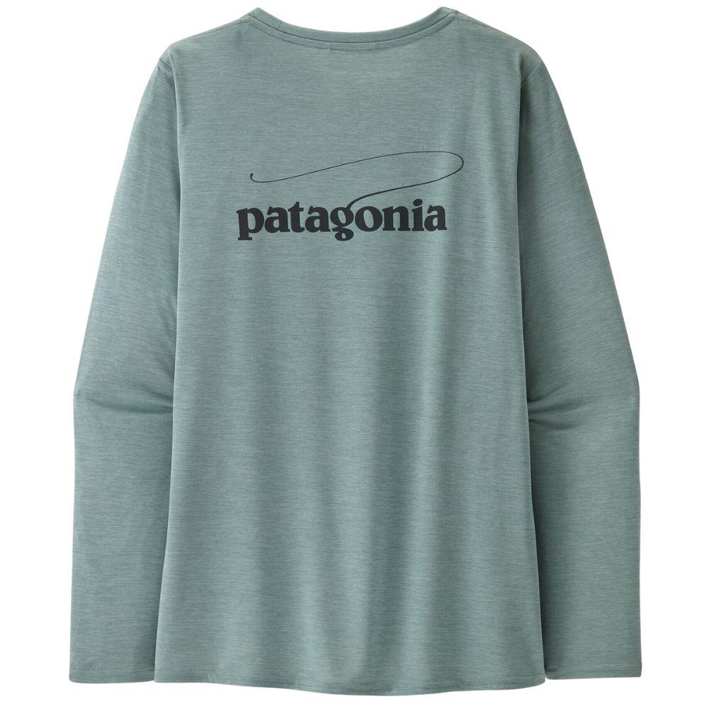 Patagonia Women's Long-Sleeved Capilene Cool Daily Graphic Shirt (Casting Logo: Thermal Blue X-Dye)