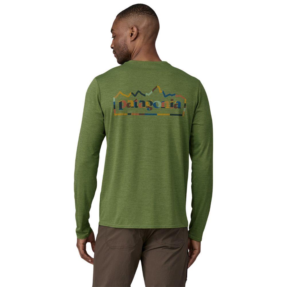 Patagonia Men's Long-Sleeved Capilene Cool Daily Graphic Shirt (Unity Fitz: Terrain Green X-Dye) back model