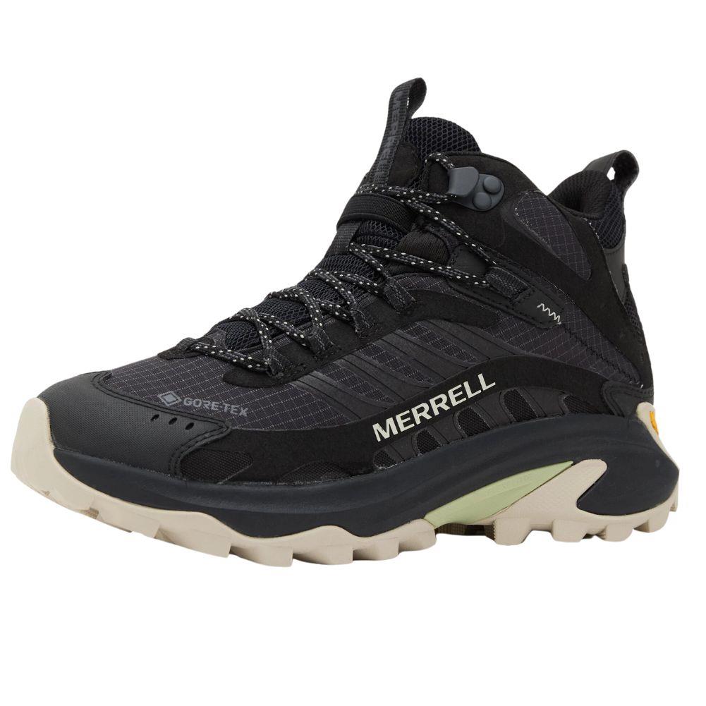 Merrell Women&#39;s Moab Speed 2 Mid GORE-TEX Walking Shoes (Black) left angle