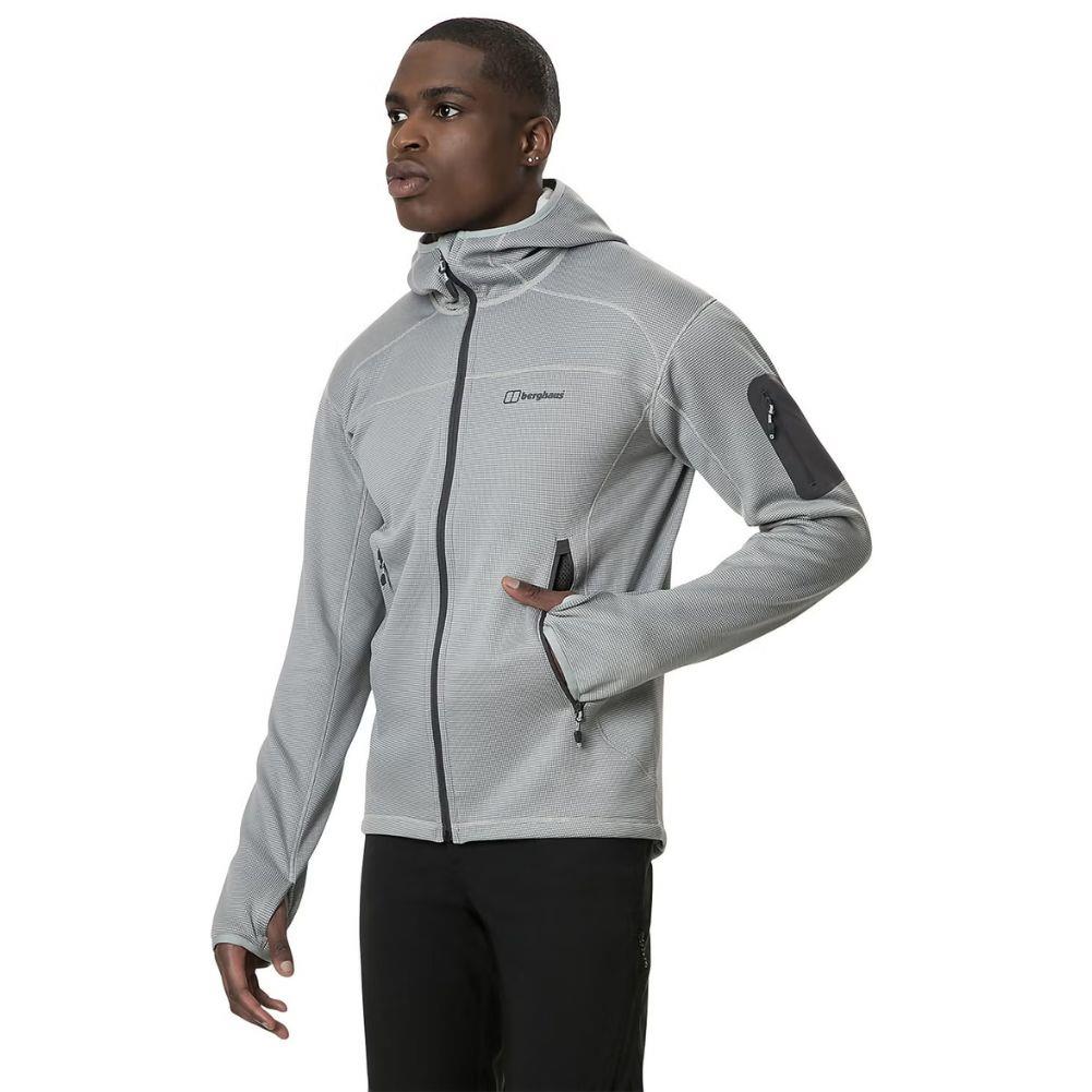 Berghaus Men's Pravitale Mountain 2.0 Hooded Fleece Jacket (Grey)hand in pocket