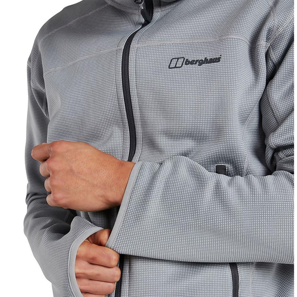 Berghaus Men&#39;s Pravitale Mountain 2.0 Hooded Fleece Jacket (Grey) close up arms