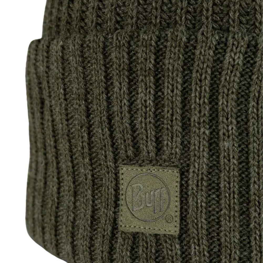 Buff Knitted Beanie (Rutger Silversage) close up