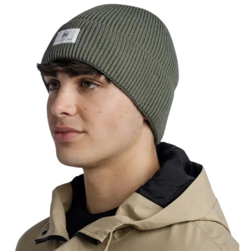 Buff Knitted Beanie Drisk (Silversage) model angle