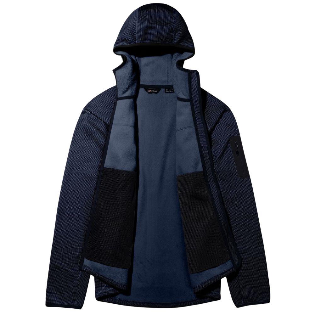 Berghaus Men's Pravitale MTN 2.0 Hooded Fleece Jacket (Blue/Dark Blue) open