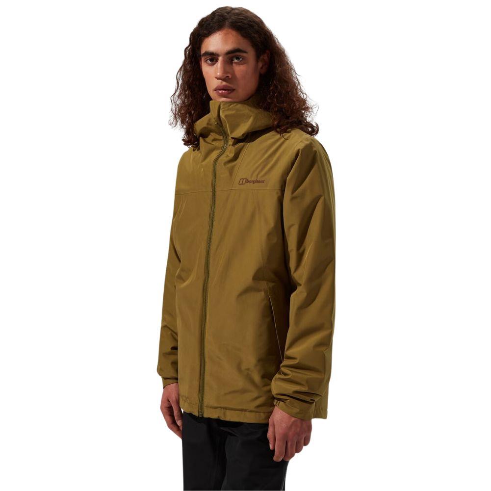 Berghaus Men's Deluge Pro 3.0 Insulated Waterproof Jacket (Green) front left angle