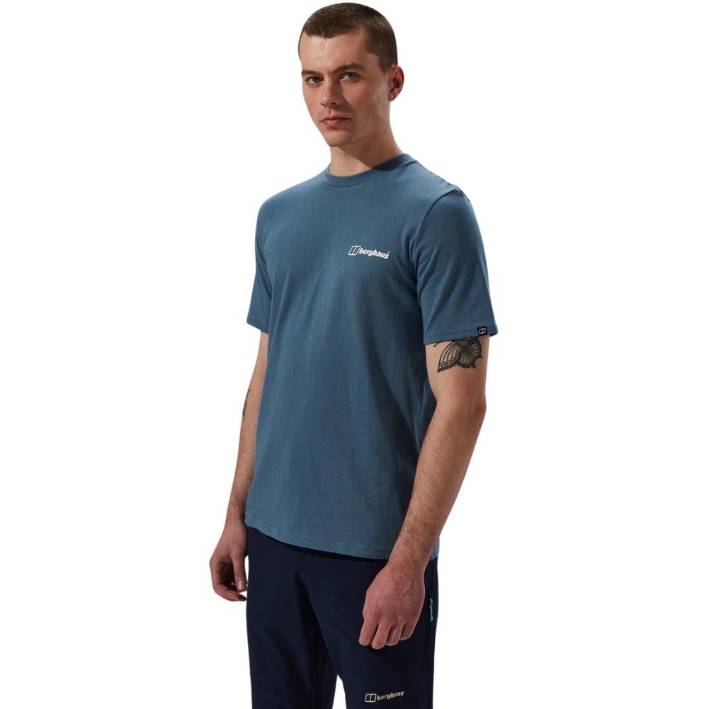Berghaus Men's Cheviot Box Logo Short Sleeve T-Shirt (Blue) looking at us