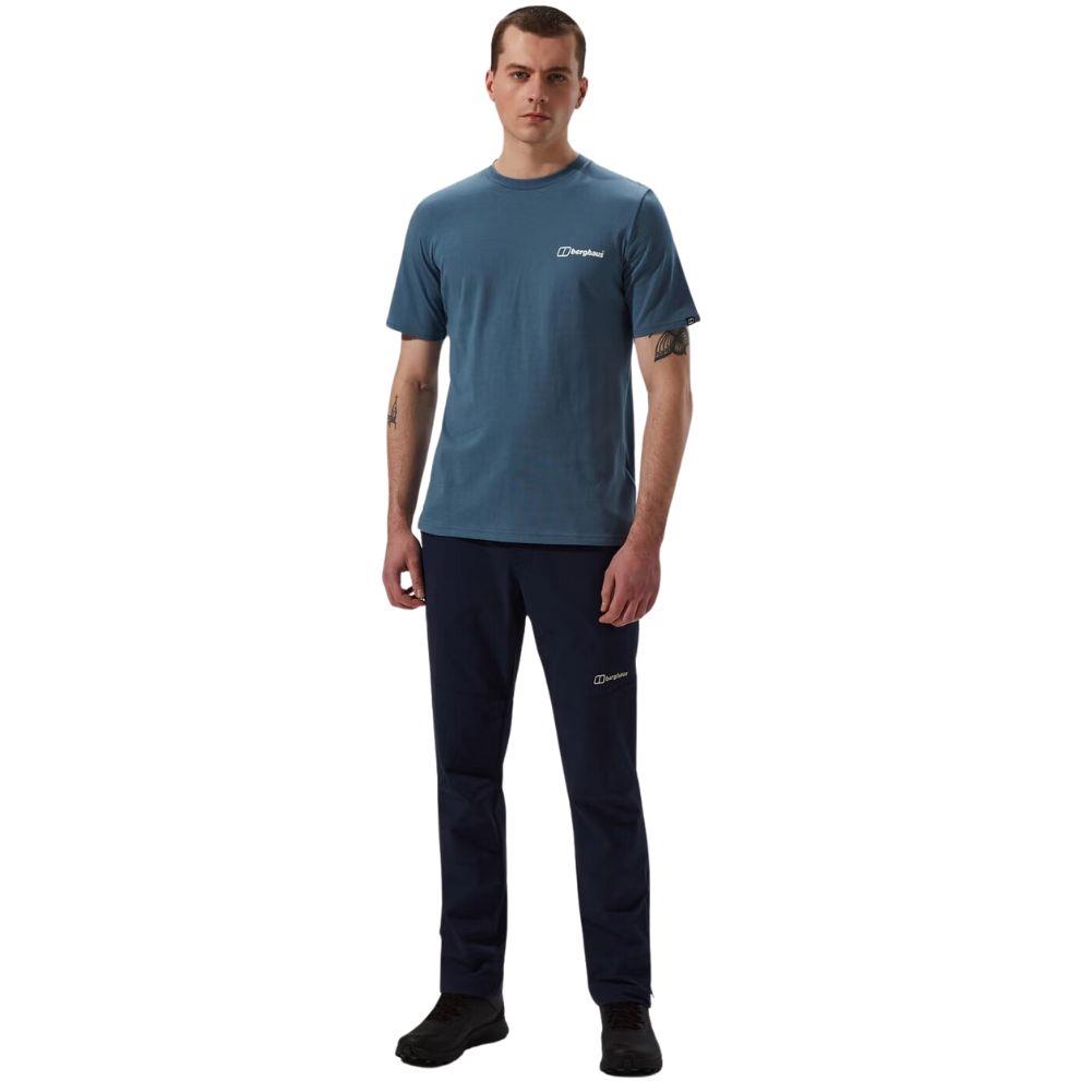 Berghaus Men&#39;s Cheviot Box Logo Short Sleeve T-Shirt (Blue) model full view