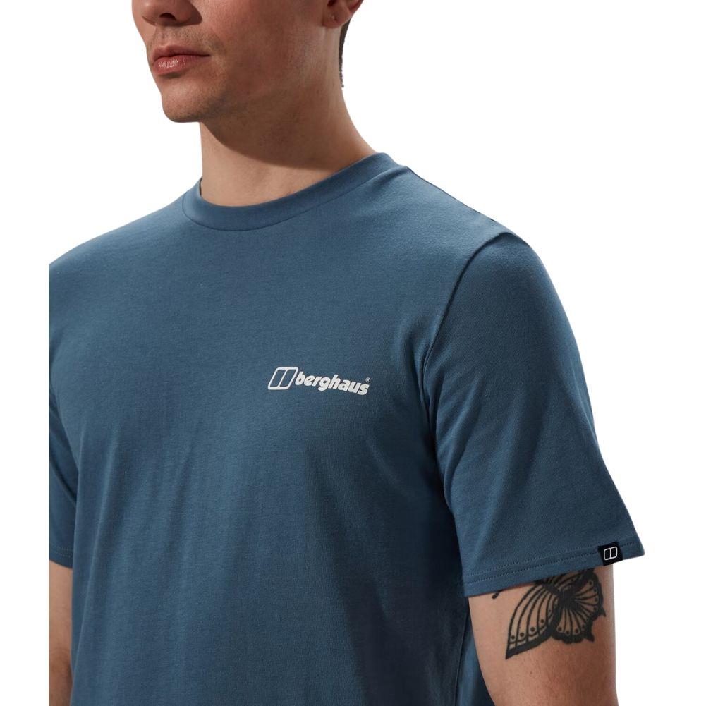 Berghaus Men&#39;s Cheviot Box Logo Short Sleeve T-Shirt (Blue) front logo