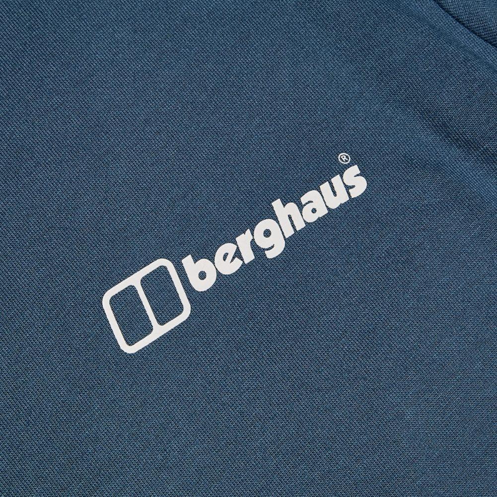 Berghaus Men&#39;s Cheviot Box Logo Short Sleeve T-Shirt (Blue) close up logo
