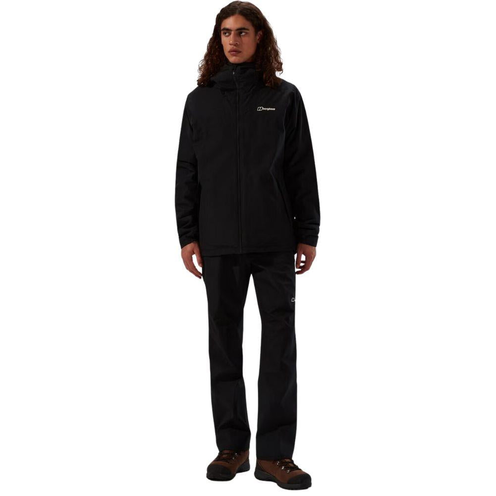 Berghaus Men&#39;s Deluge Pro 3.0 Insulated Waterproof Jacket (Black) full body looking away
