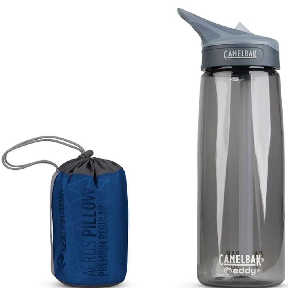 Sea To Summit Aeros Premium Pillow - Regular (Grey) next to bottle