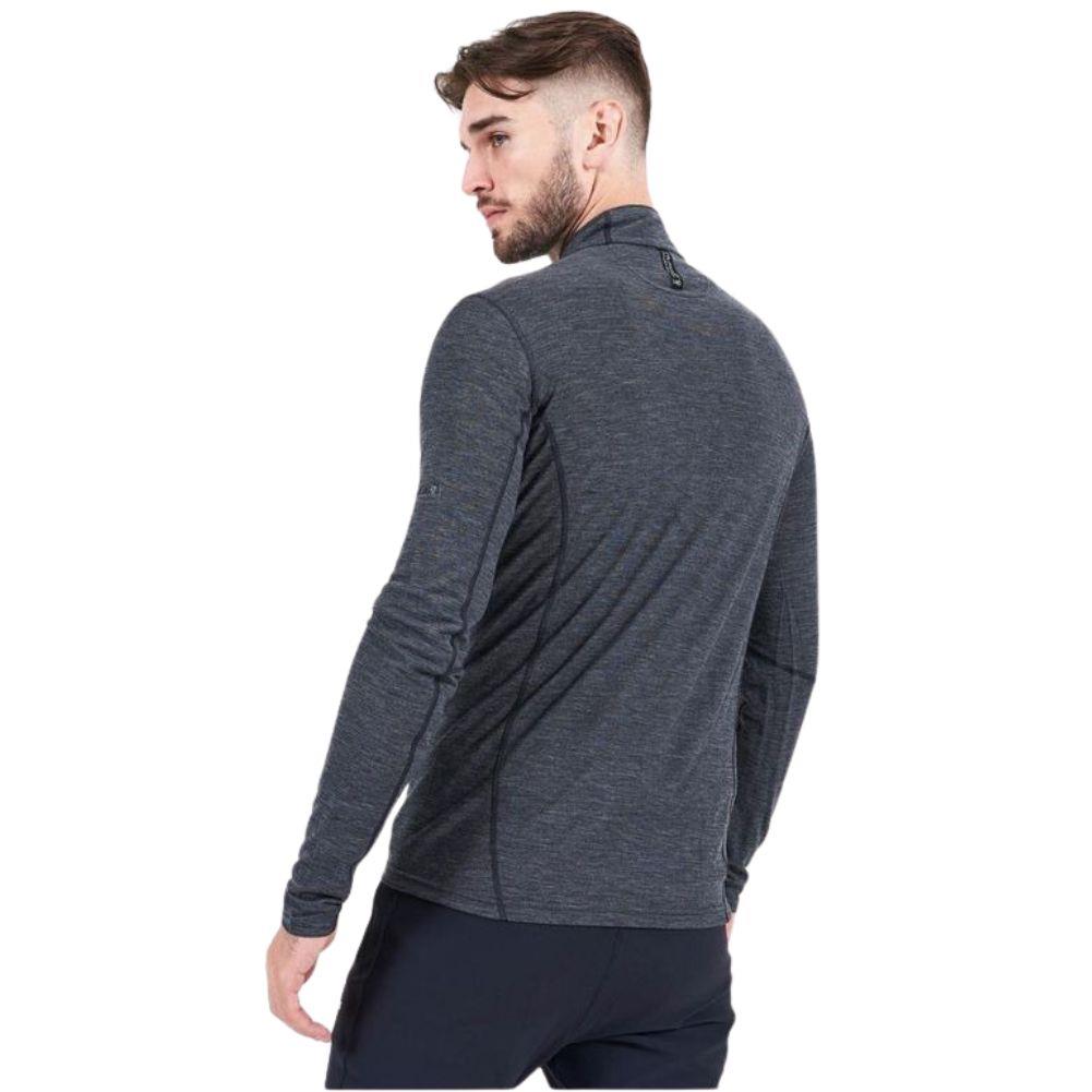 Montane Mens Primino 140 Long Sleeve Zip Neck Top - XL (Black) looking over shoulder