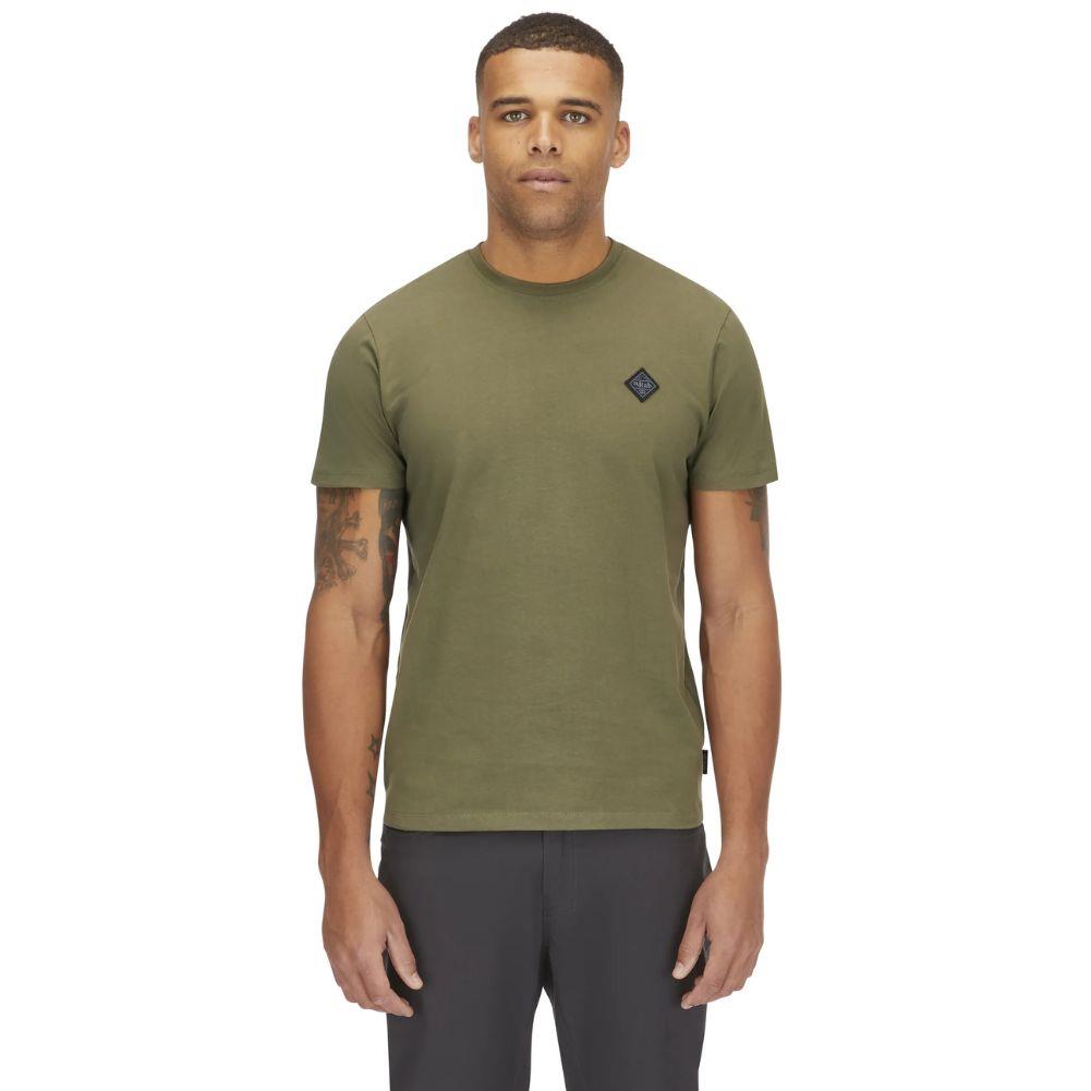 Rab Men's Basecamp Logo Badge Tee (Light Khaki) model front