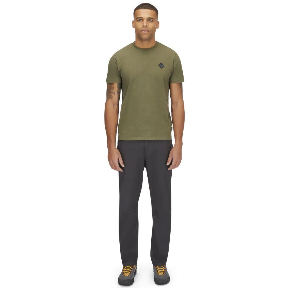 Rab Men's Basecamp Logo Badge Tee (Light Khaki) model full body