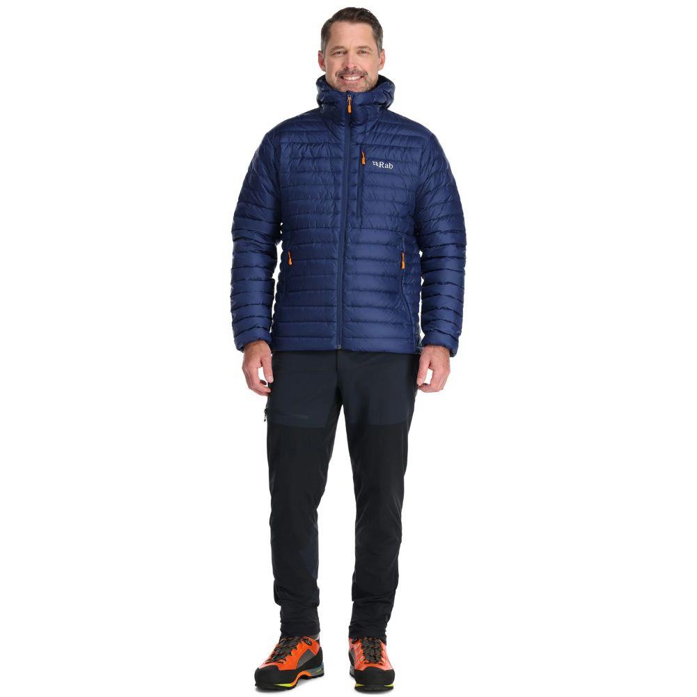 Rab Men's Microlight Alpine Down Jacket (Deep Ink/Marmalade) model full body