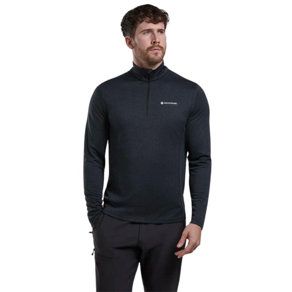Montane Men's Dart Zip Neck T-Shirt (Black) front