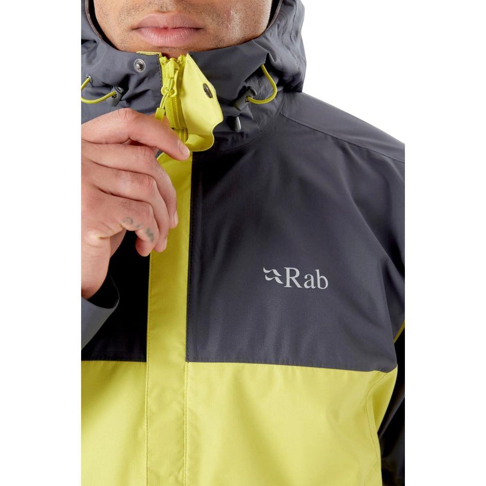 RAB Men&#39;s Downpour Eco Waterproof Jacket (Graphene/Zest) zipper close up