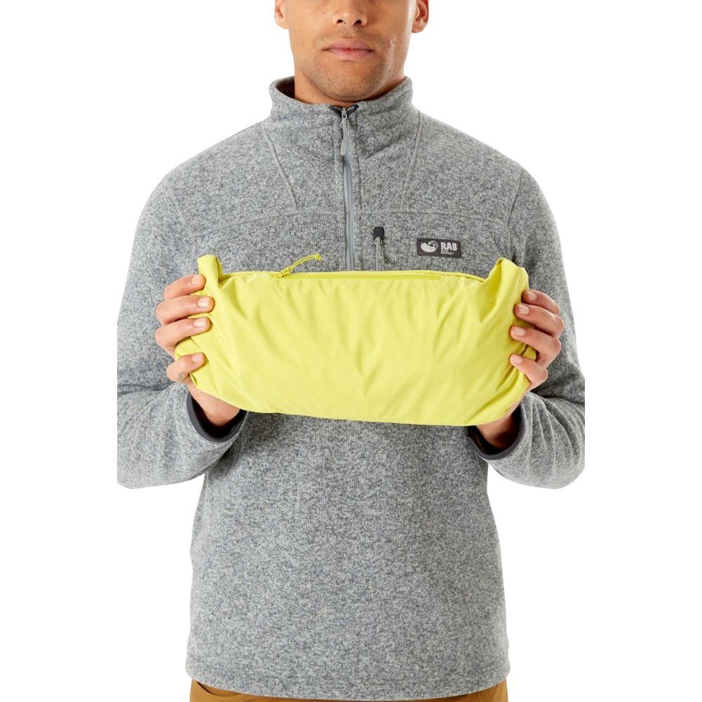 RAB Men&#39;s Downpour Eco Waterproof Jacket (Graphene/Zest) packed up
