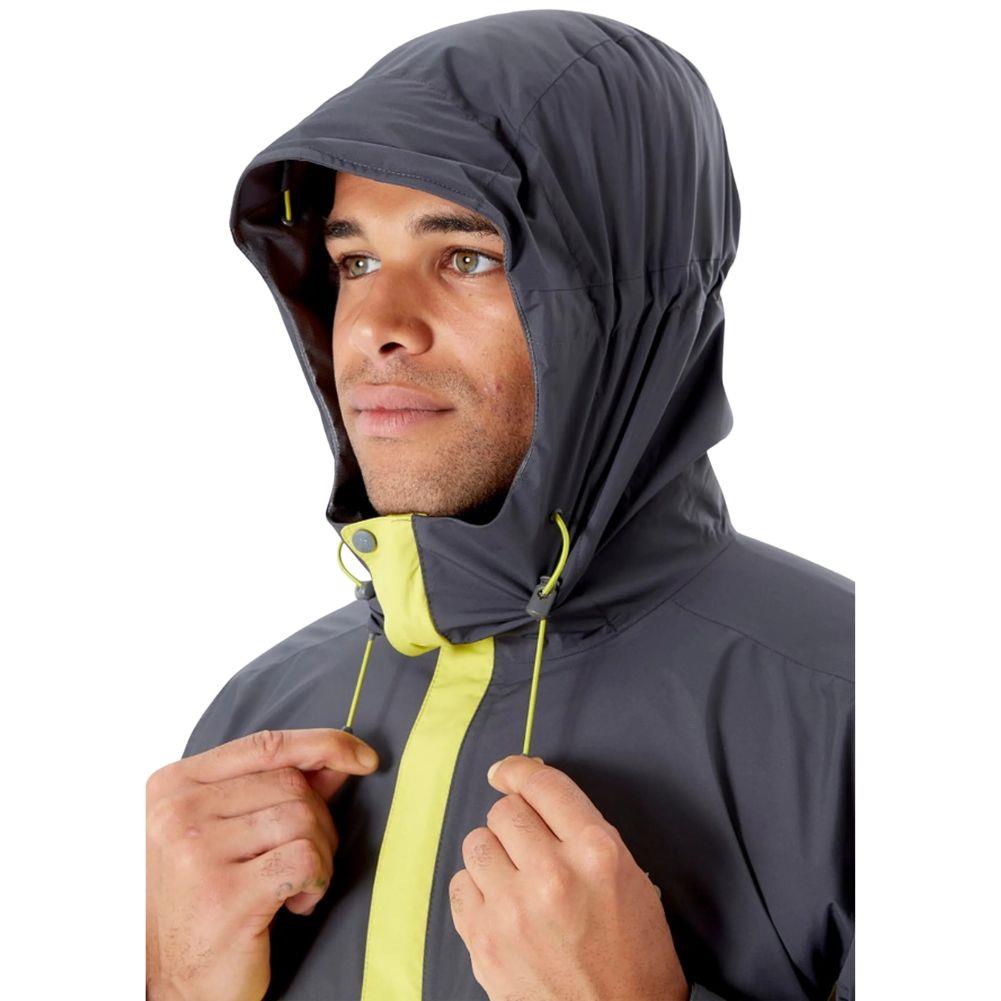 RAB Men&#39;s Downpour Eco Waterproof Jacket (Graphene/Zest) pulley hood up