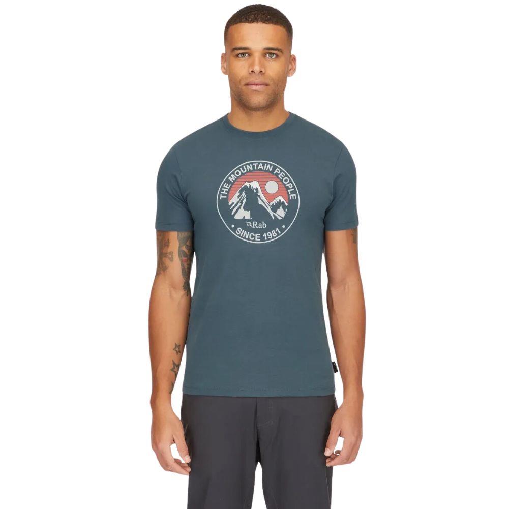 Rab Men&#39;s Stance Alpine Peak Tee (Orion Blue) model front
