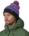 Patagonia Powder Town Beanie (Park Stripe: Purple) model angle
