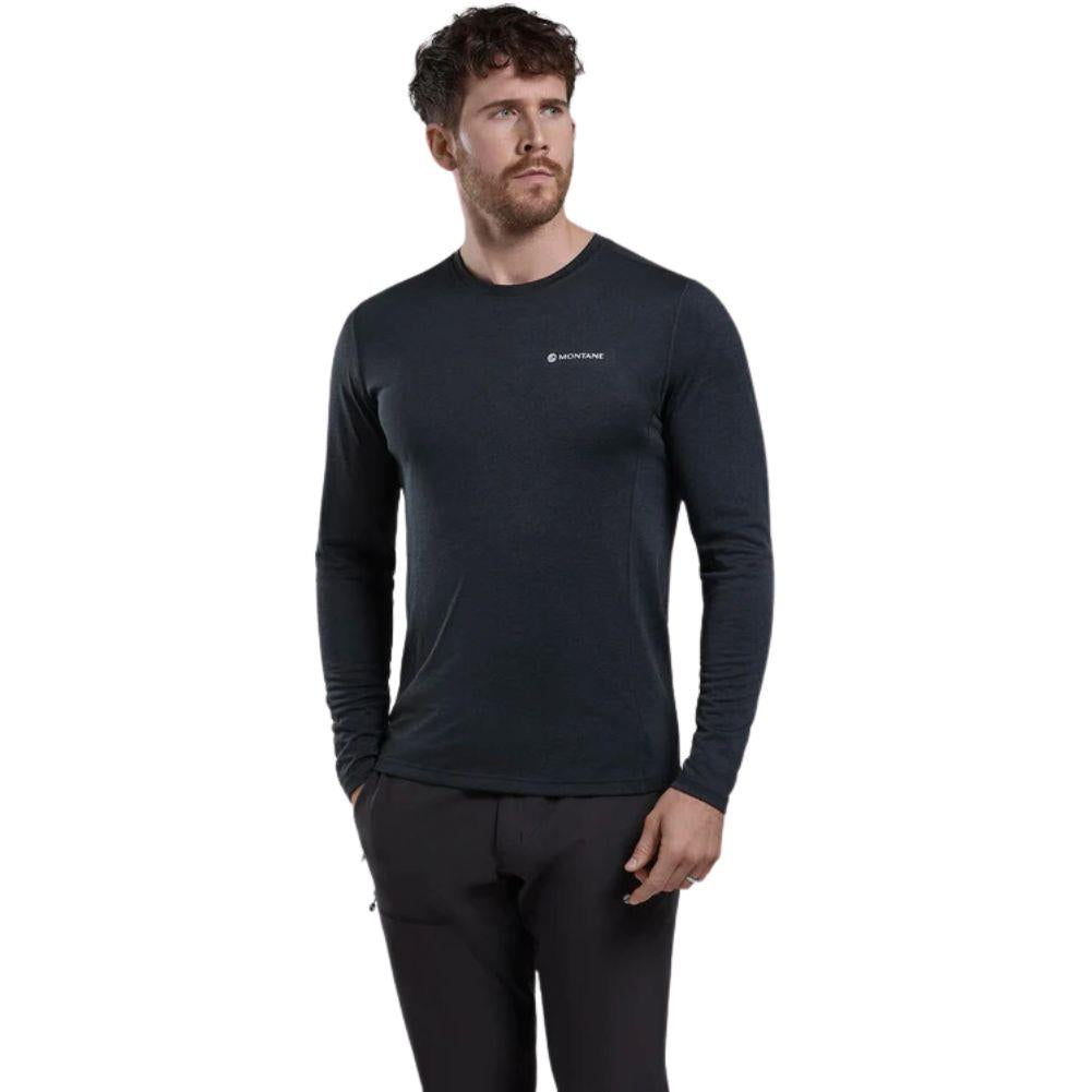 Montane Men's Dart Long Sleeve T-Shirt (Black) model looking away