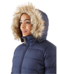 Rab Women's Deep Cover Recycled Down Parka (Deep Denim) anngle
