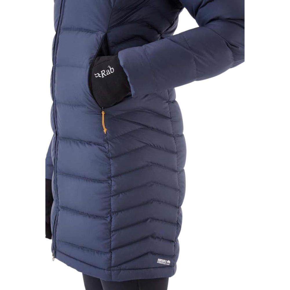 Rab Women's Deep Cover Recycled Down Parka (Deep Denim) side pocket