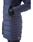 Rab Women's Deep Cover Recycled Down Parka (Deep Denim) side pocket