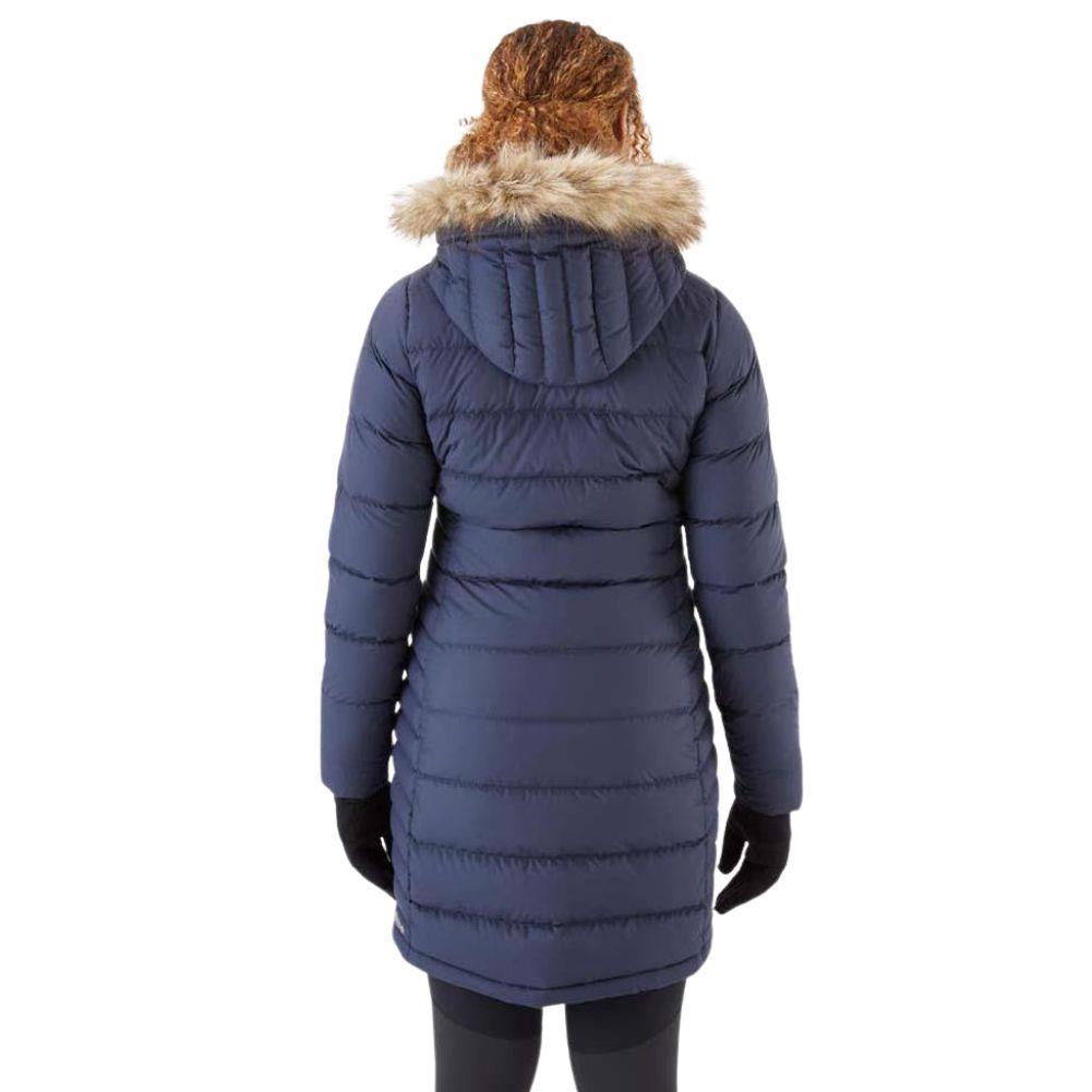 Rab Women's Deep Cover Recycled Down Parka (Deep Denim) back look
