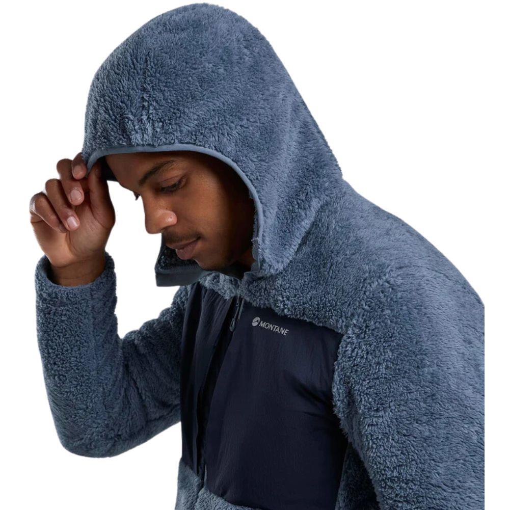 Montane Men&#39;s Caldus XT Hooded Fleece Jacket (Stone Blue) hood up