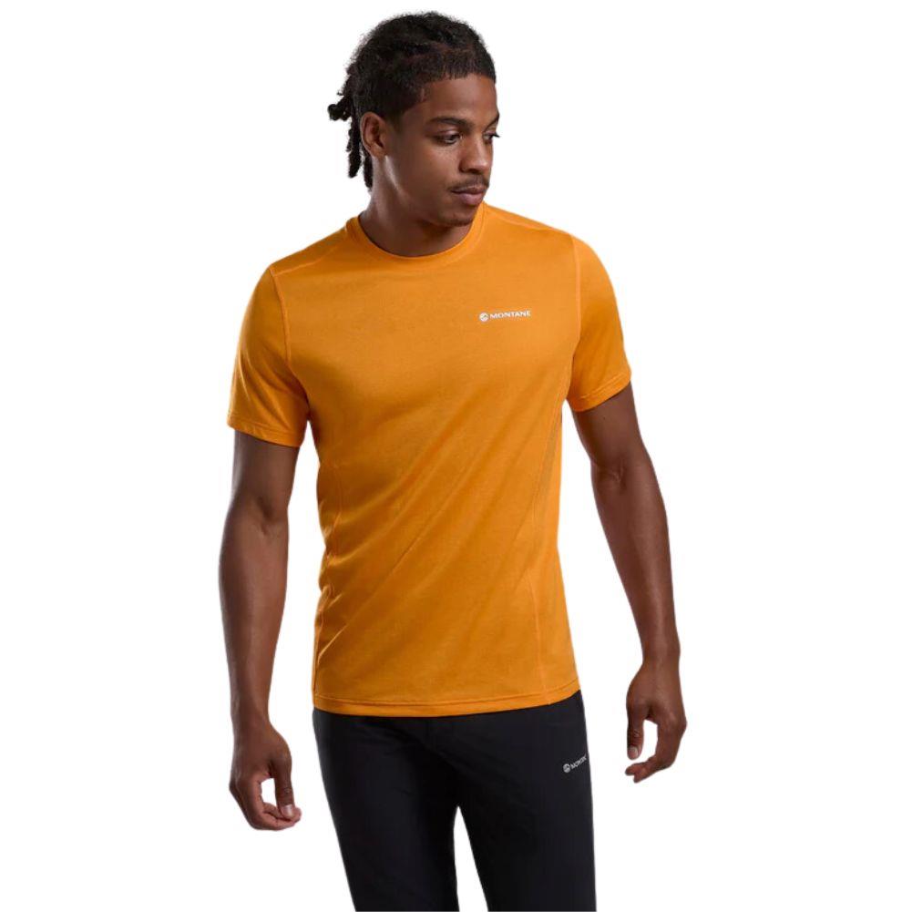 Montane Men's Dart T-Shirt (Nagami Orange) model looking away