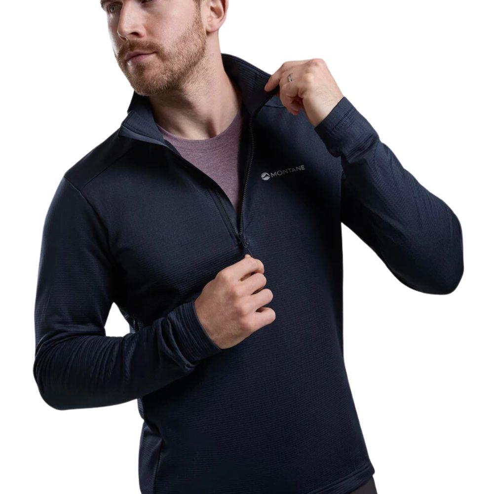 Montane Men's Protium Fleece Pull-On Jacket (Eclipse Blue) pulling zipper