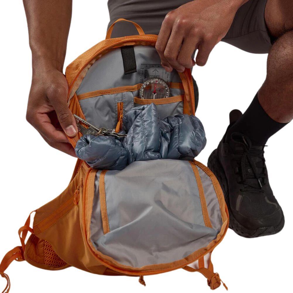 Montane Trailblazer 8L Backpack (Flame Orange) open bag