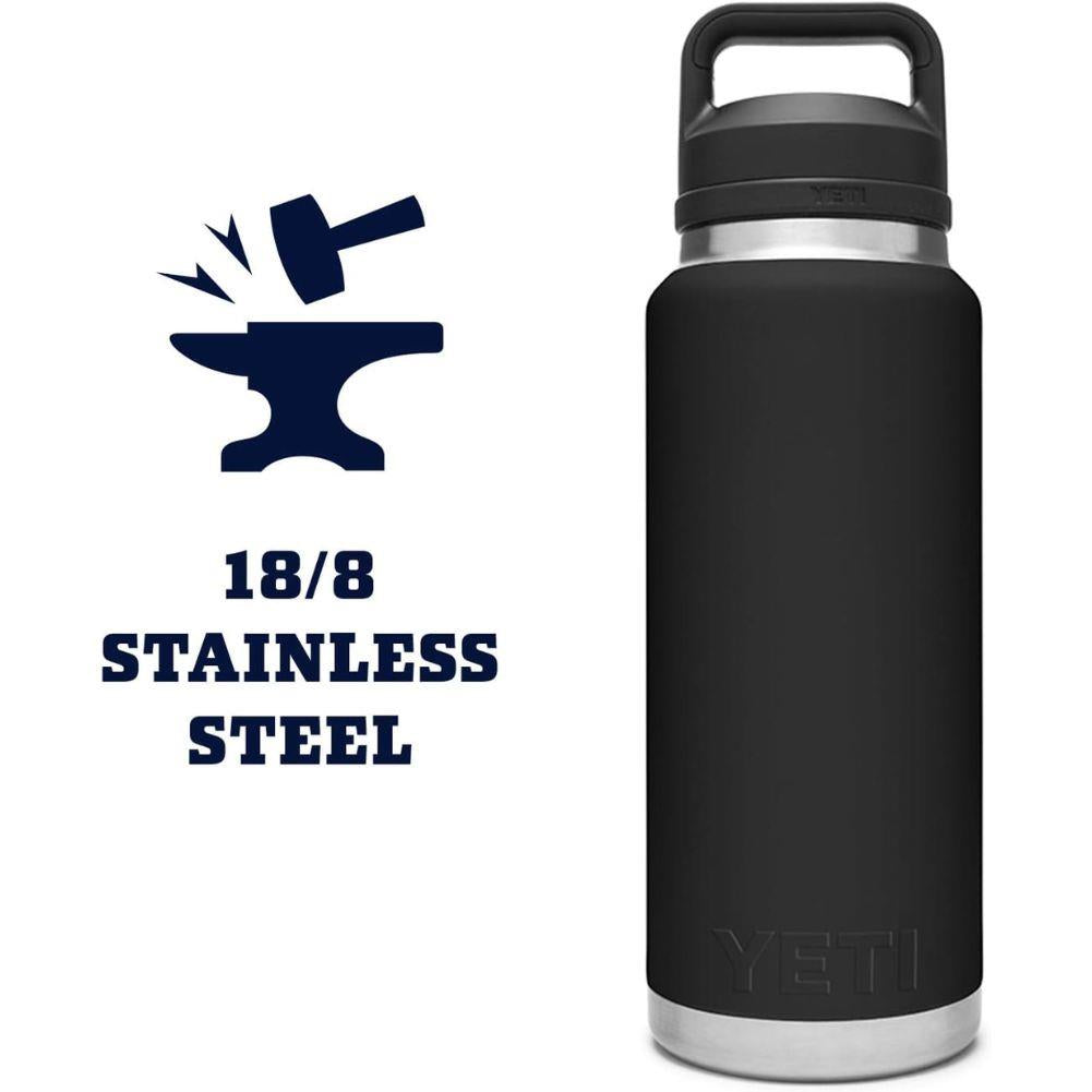 Yeti Rambler 36 oz (1065 ml) Bottle With Chug Cap (Black) stainles steel