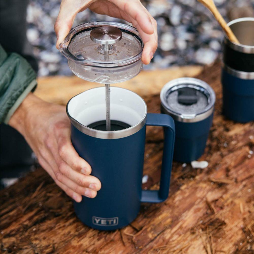 Yeti Rambler 64 oz French Press (Navy) being used