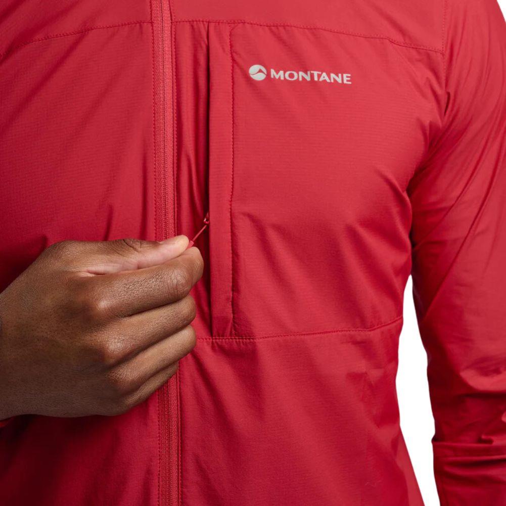 Montane Men&#39;s Featherlite Windproof Jacket (Acer Red) zipper up