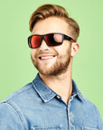 Sinner Lemmon - Matte Black - Red Mirror Sunglasses model