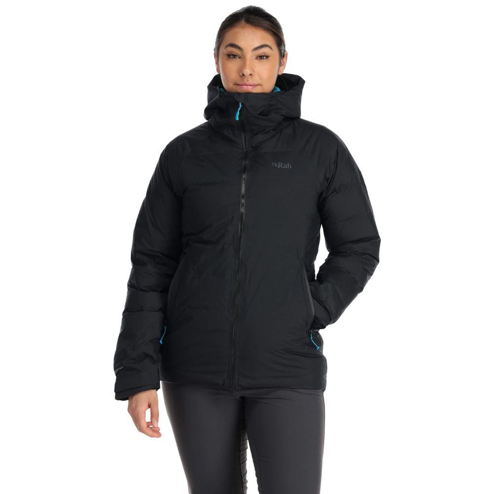 Rab Women&#39;s Valiance Waterproof Down Jacket (Black/Aquamarine)