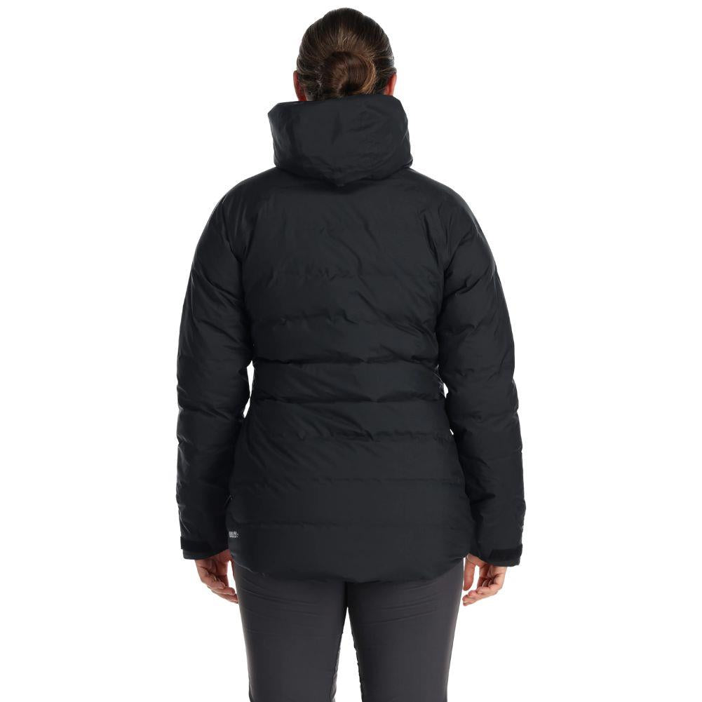 Rab Women&#39;s Valiance Waterproof Down Jacket (Black/Aquamarine)