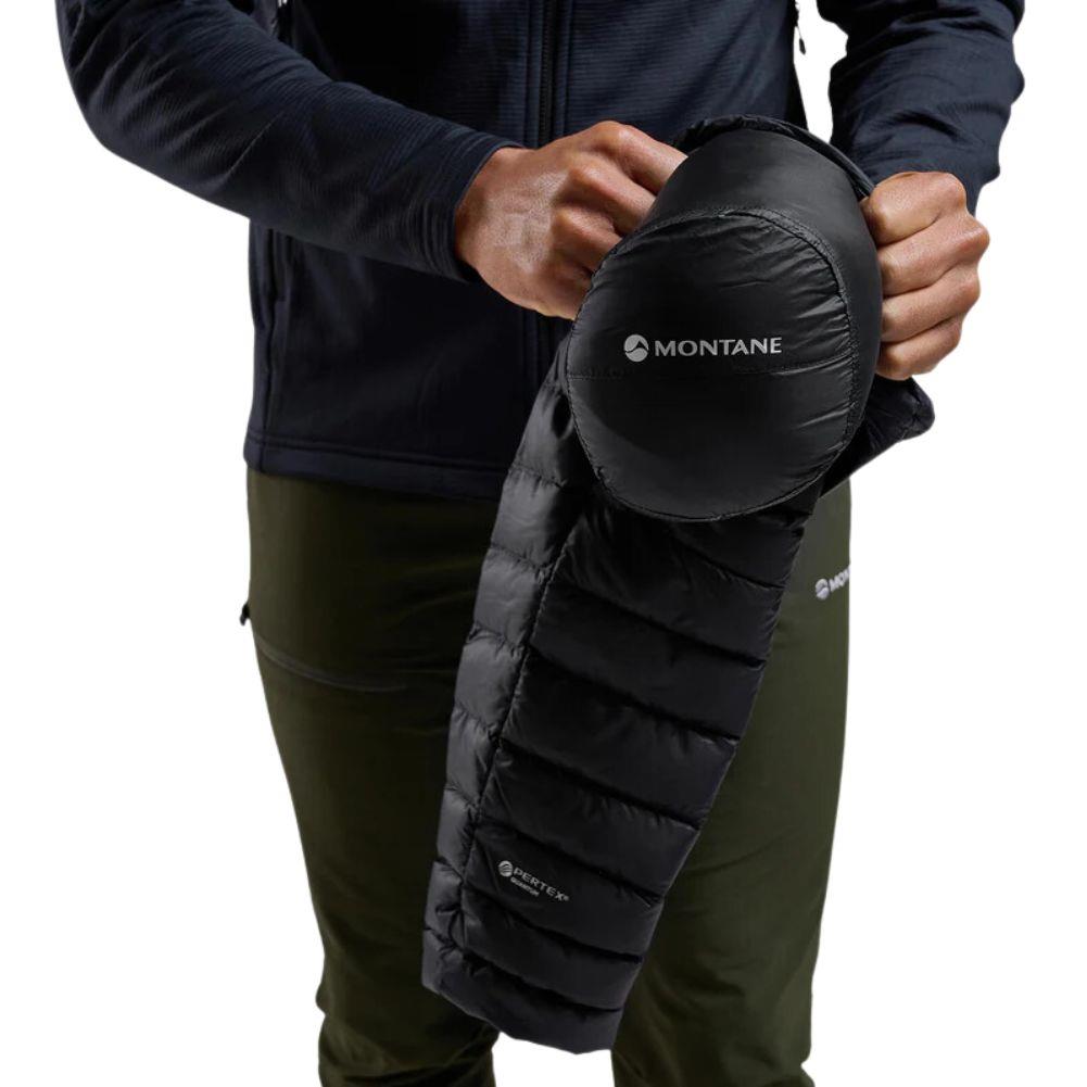 Montane Men's Anti-Freeze Hooded Down Jacket (Black) packing up