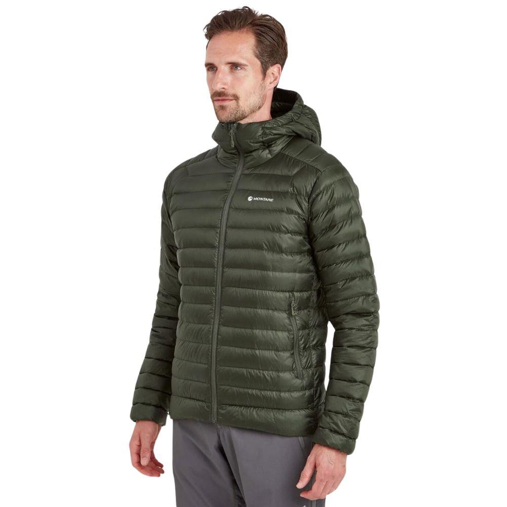 Montane Men's Anti-Freeze Packable Hooded Down Jacket (Oak Green) model left angle