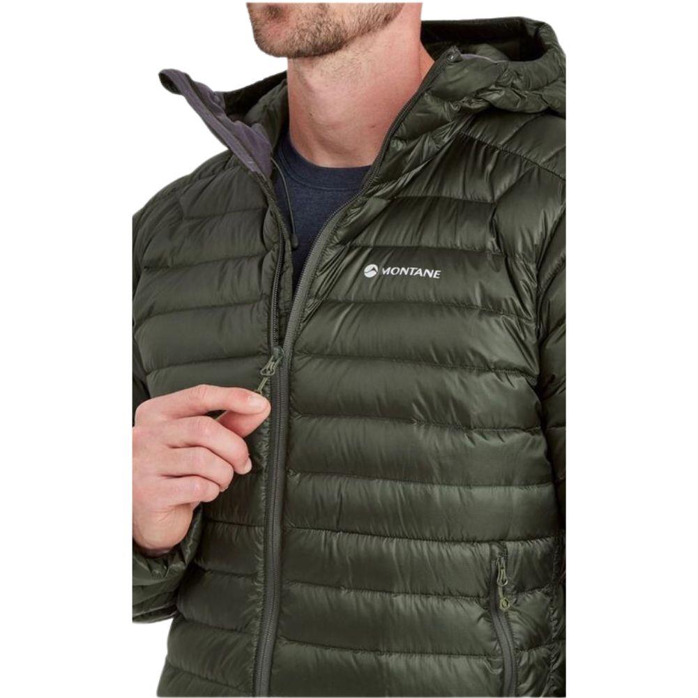 Montane Men&#39;s Anti-Freeze Packable Hooded Down Jacket (Oak Green) zip up