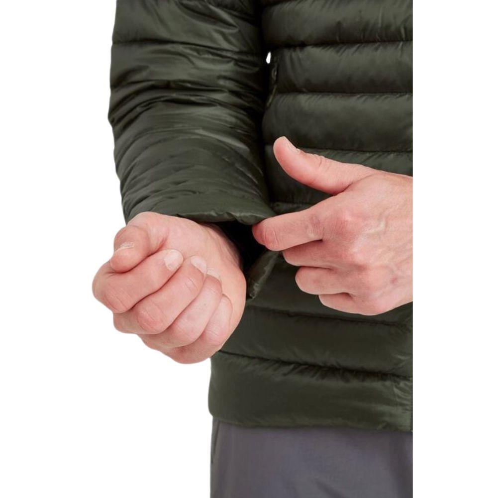 Montane Men&#39;s Anti-Freeze Packable Hooded Down Jacket (Oak Green) sleeve