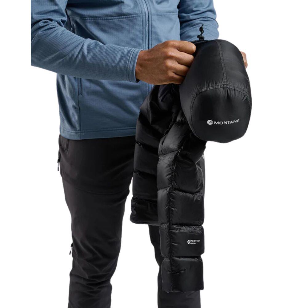 Montane Men&#39;s Anti-Freeze XT Hooded Down Jacket (Black) packing up